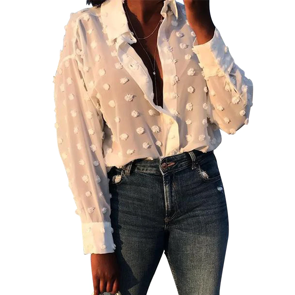 Свободная Женская блузка мягкая однотонная для работы клуба зимы на пуговицах