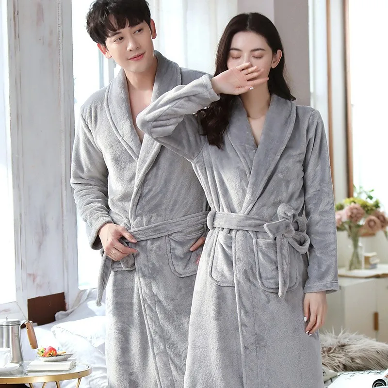 Фланелевый Халат для влюбленных женский халат-кимоно ночная рубашка из
