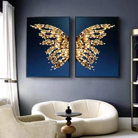modern wall art pictures 5d diy poured glue diamond painting kits scalloped edge decoration golden butterfly nordic home decor