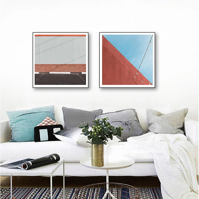 Картина на холсте с изображением городской архитектуры абстрактный постер