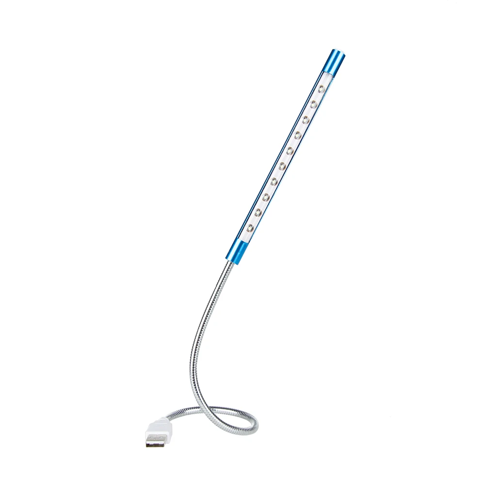 blue Anpro 1 шт. гибкий ультра яркий мини 10 светодиодный USB ночник настольная книга для чтения светодиодный светильник компьютерная лампа для клавиатуры для ПК ноутбука - Испускаемый цвет: blue