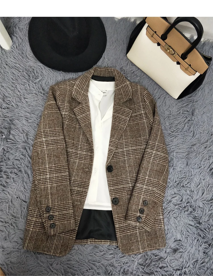 Женский клетчатый пиджак в Корейском стиле тонкий ретро Осень-зима 2019 | Женская