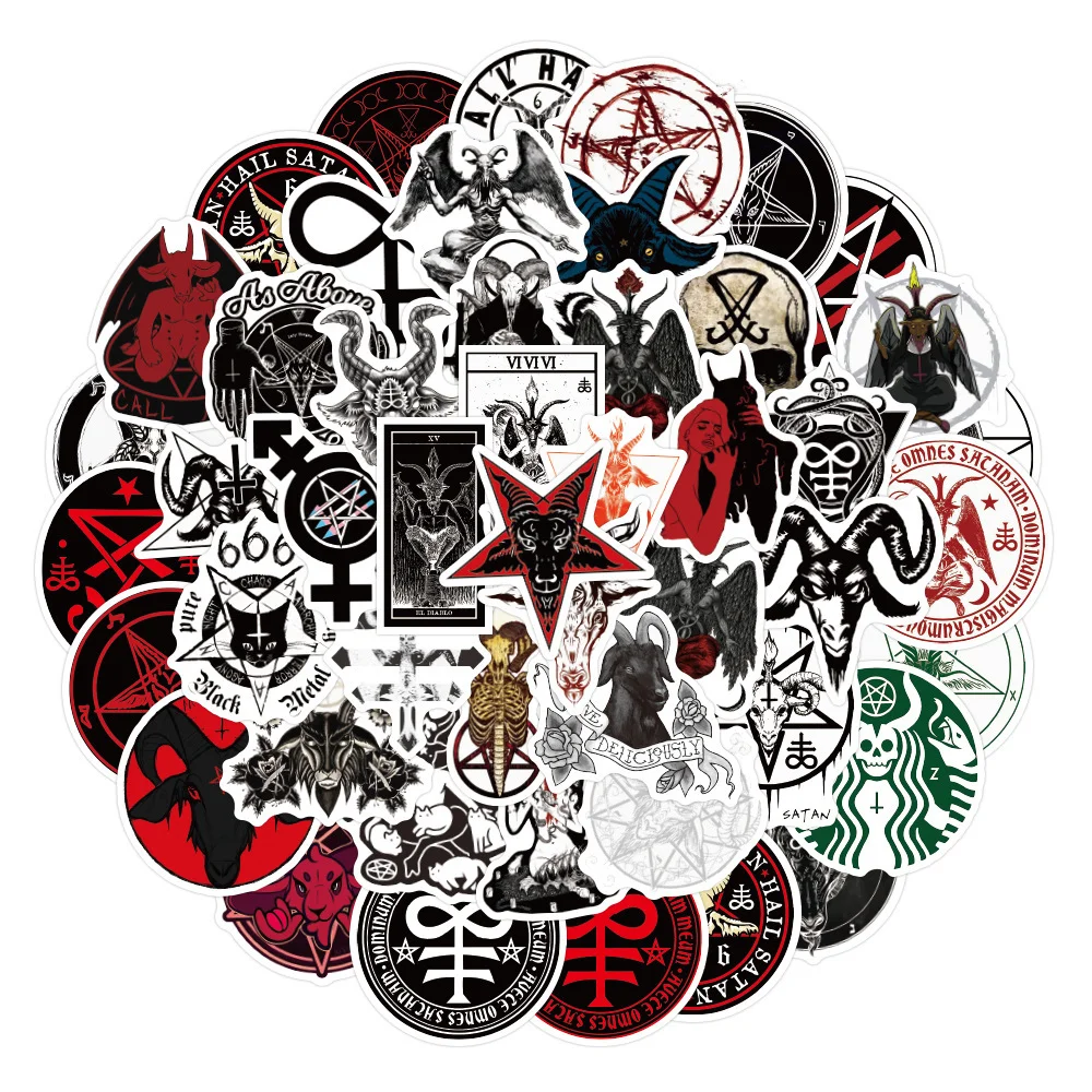 

10/50Pcs Satanism Stickers Laptop Skateboards Luggage Motorcycles Phone Children's Toy Waterproof Sticker Classic Decal Cartoon