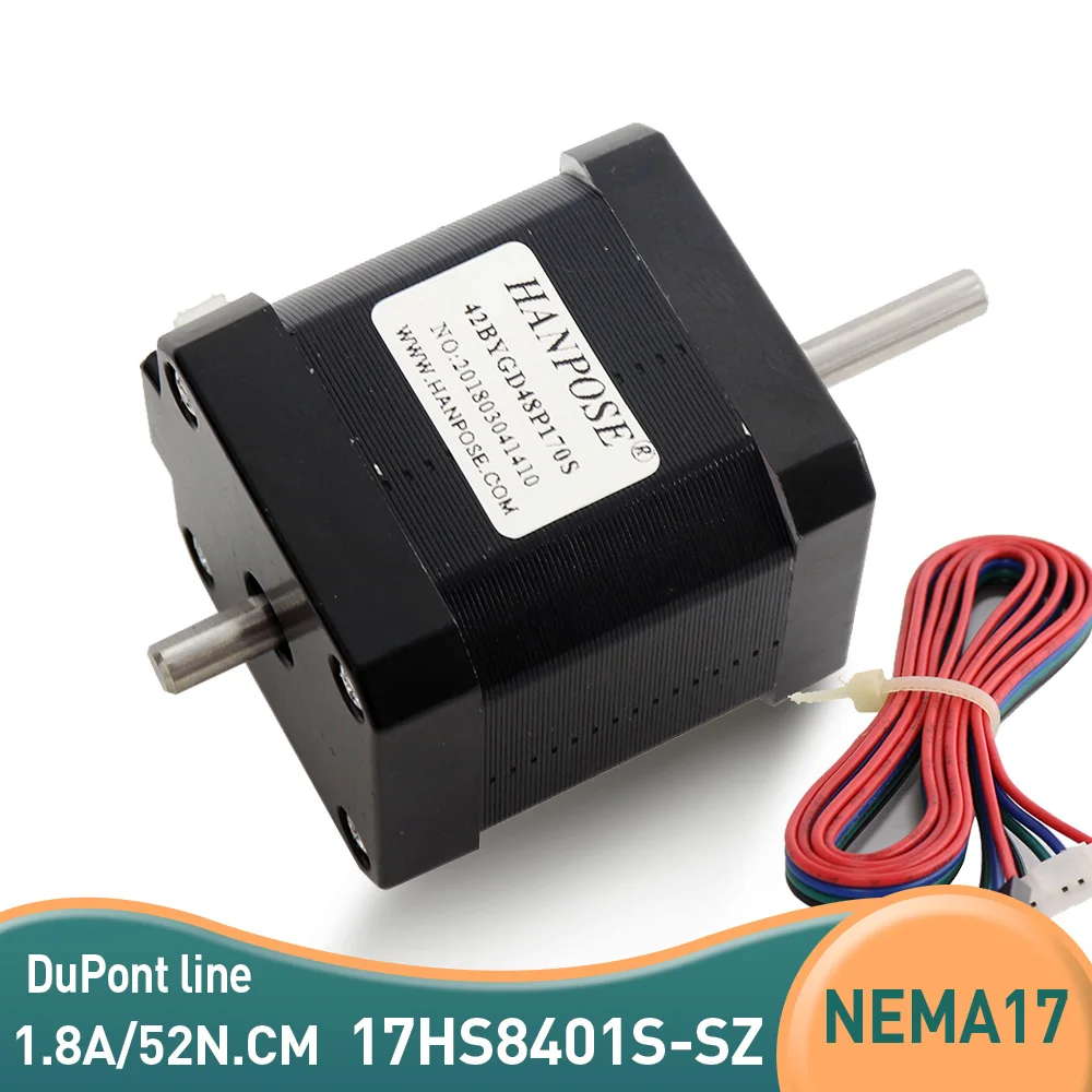 100 шт. 4 проводной шаговый двигатель Nema 17 с двойным валом 42bygh 17HS8401S 1.8A 52N.cm 60 мм для
