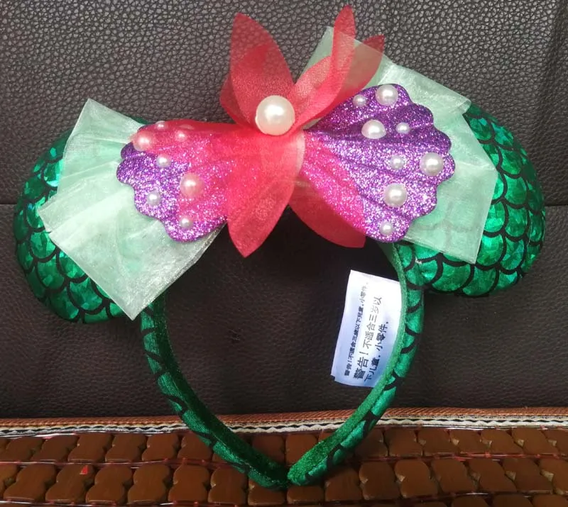 Оголовье с ушками Ариэль маленькая Русалочка зеленые Минни Микки | Персонажи