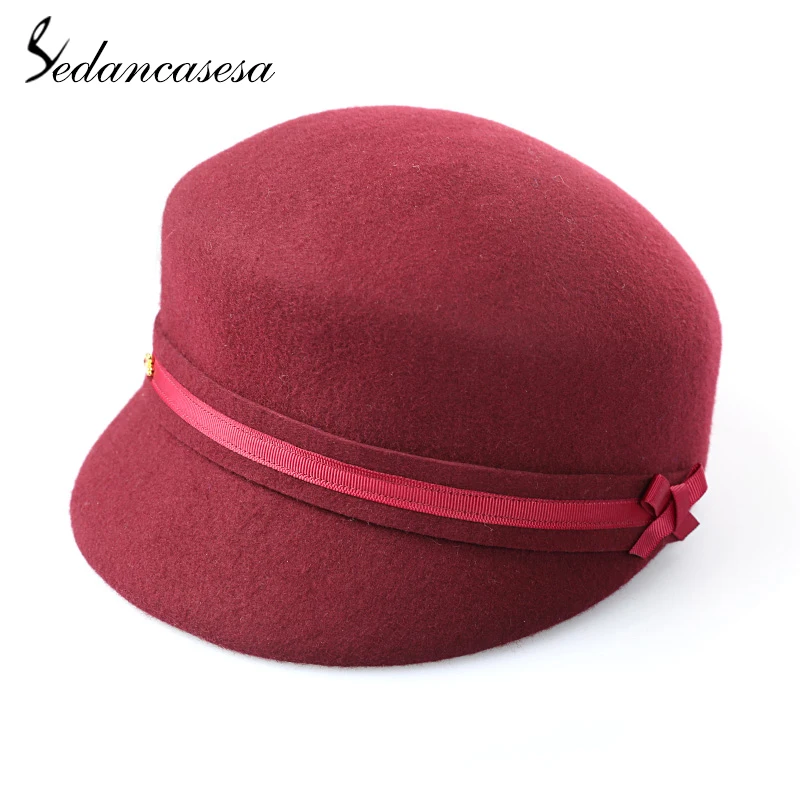 Sedancasesa, Кепка с козырьком, шерстяная фетровая шляпа для женщин, рыцарские английские шапки для верховой езды, модная женская шапка для осени и зимы