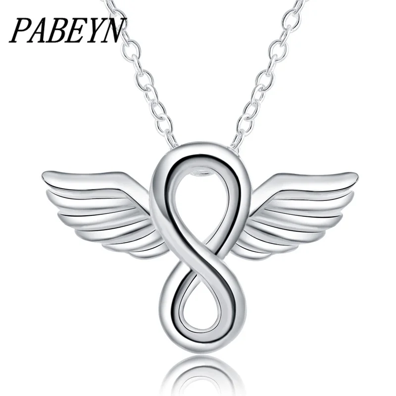 

PABEYN Jewelry 925 Sterling Silver Necklace Flow Angel Wing Pendant Necklace for Woman Jewelry Gift