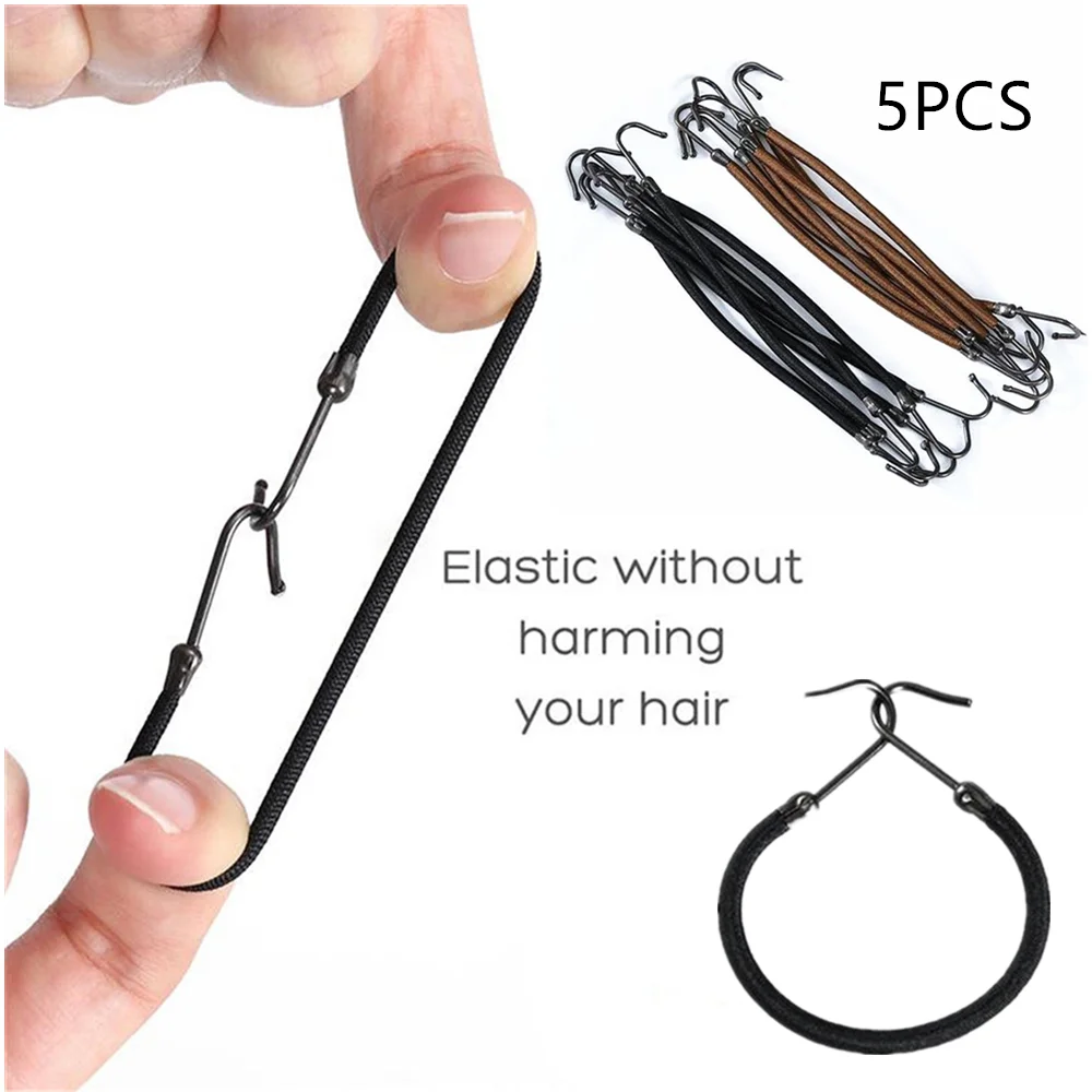 

5pc Ponytail Rubber Elastic Hook Hair Bands For Women Girl Gum Hooks Hair Ties Styling Tools Holder Bungee Bands Hair Accessorie