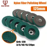 5 125mm nylon fiber flap polishing wheel grinding flat disc 120 grit cutter grinder for metal wood buffing wheels