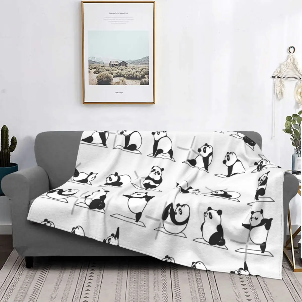 

Manta de Yoga de Panda, colcha a cuadros para cama, toalla de playa, manta de muselina, manta ponderada