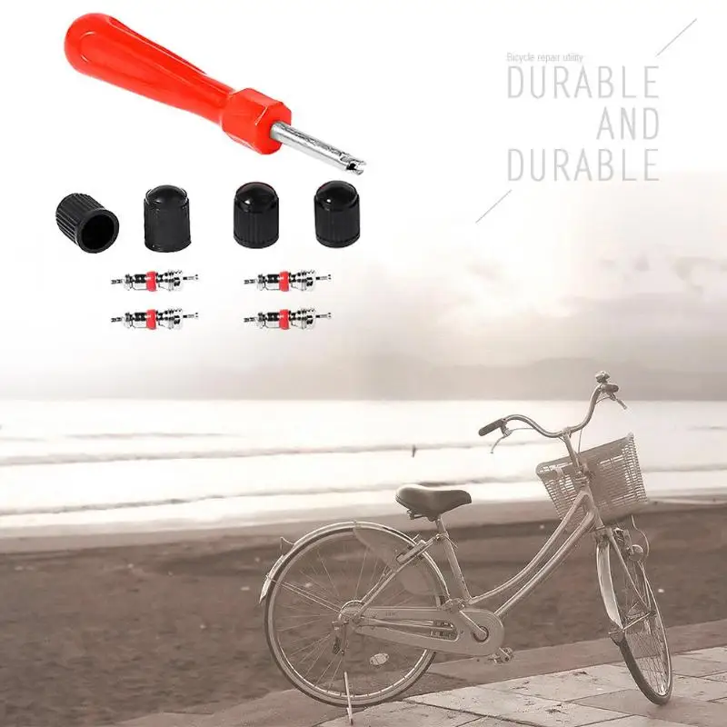 1 комплект сервисного обслуживания клапанов для шин 4 ядра колпачки отвертка