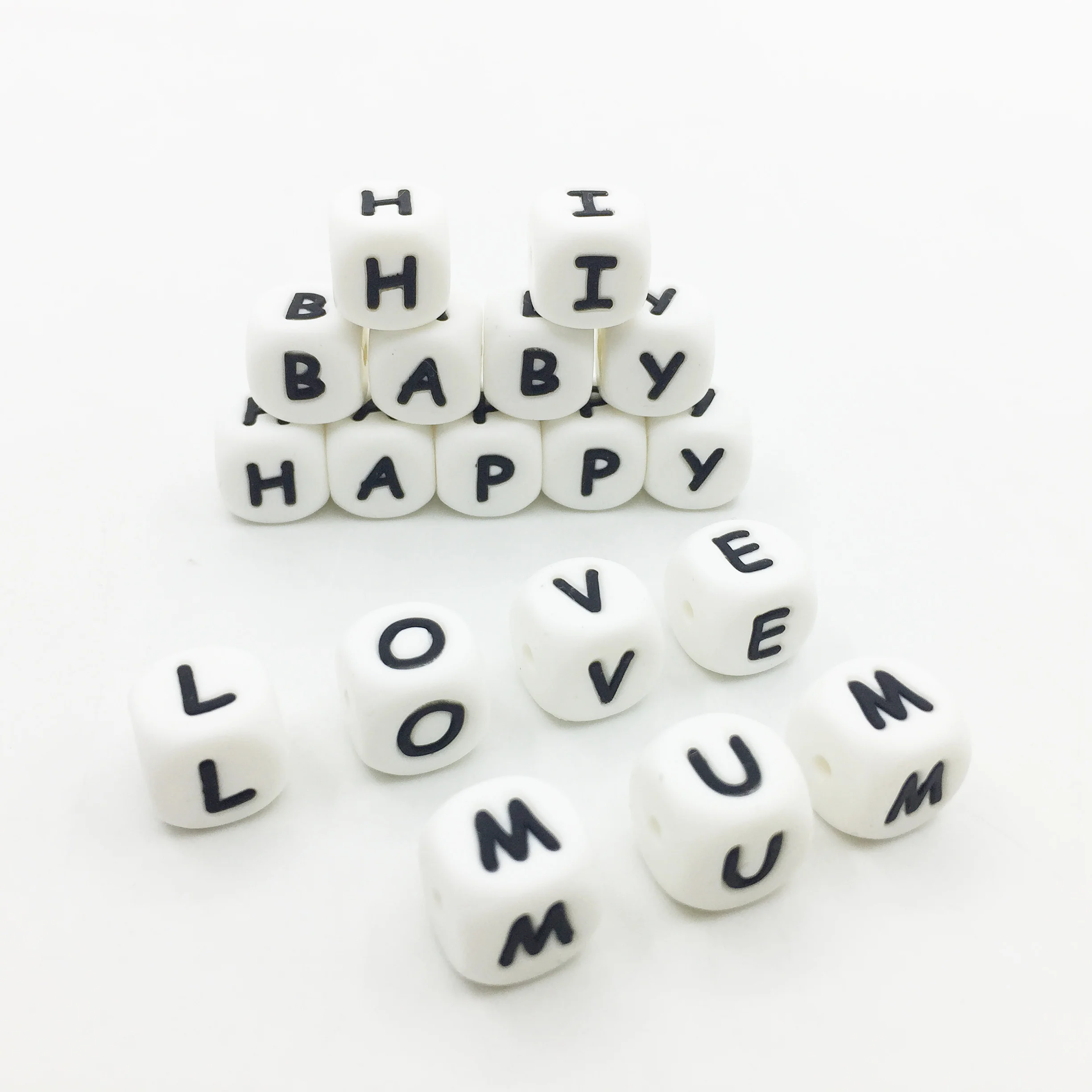 10 шт./лот силиконовые бусины с буквами детский Прорезыватель для имени на соске