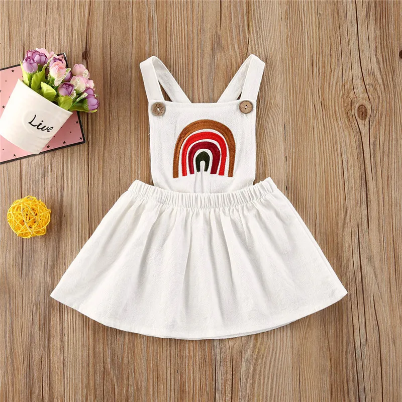 

Cute New Infant Baby Girl Sister Outfit Rainbow Sleeveless Romper Jumpsuit Baby Girls Backless Cotton Summer Clothes 0-24 Months