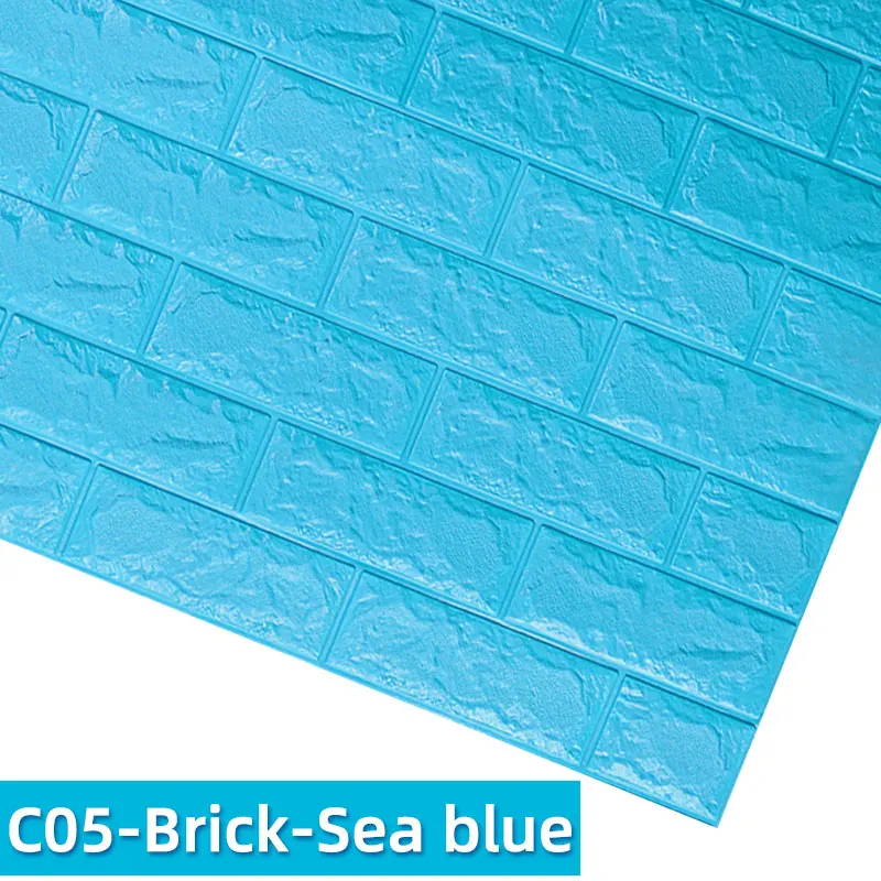 C05-Brick-Sea Blue Kaguyahime 3D Самоклеящиеся настенные наклейки, декоративные водонепроницаемые обои для детской комнаты, кухни, спальни, 3D мраморные обои, кирпич - Color: C05-Brick-Sea Blue