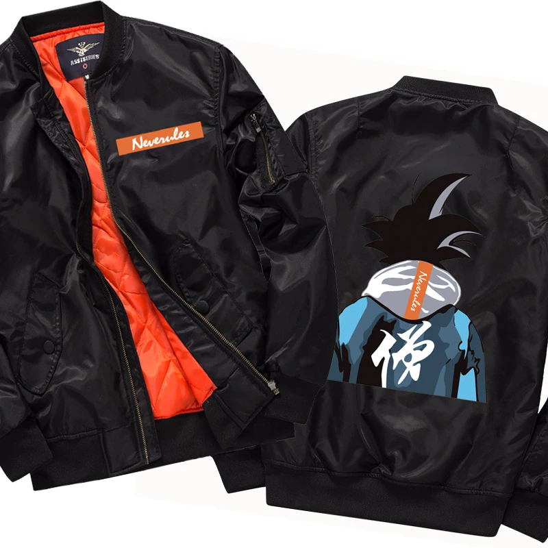 qilongzhu Осень Зима Dragon Ball аниме Harajuku мужские куртки Стоячие пальто корейский стиль куртка Бомбер Толстая ветровка мужская размера плюс - Цвет: qilongzhu