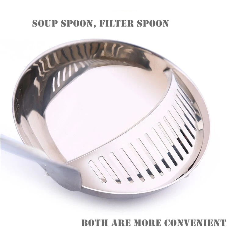 2 в 1 суповая ложка из нержавеющей стали с длинной ручкой ситечко двойного