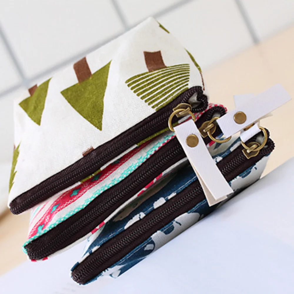 Cotton Linen Fabric Portable Women Coin Purse Travel Cosmetic Bag Fashion Wallet Storage Beauty Accessories Home Tools | Дом и сад
