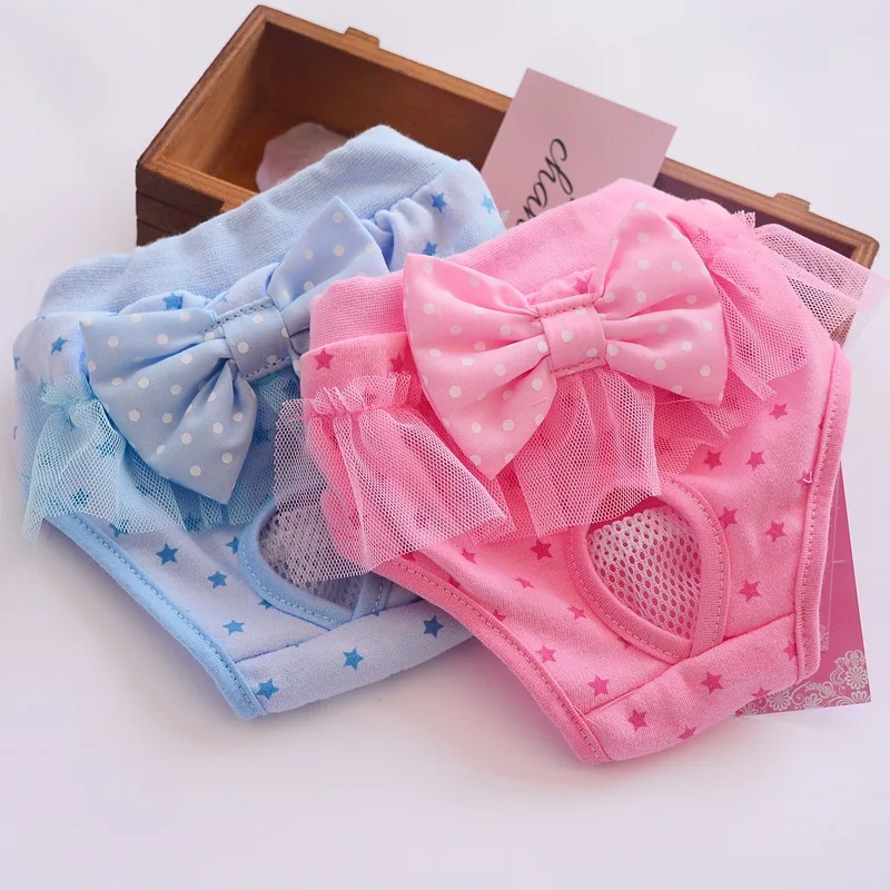 

2021 New Cute Pet Dog Striped Sanitary Physiological Pants Panty In Season Diaper for Puppy Female Lovely Underwear Pet Briefs