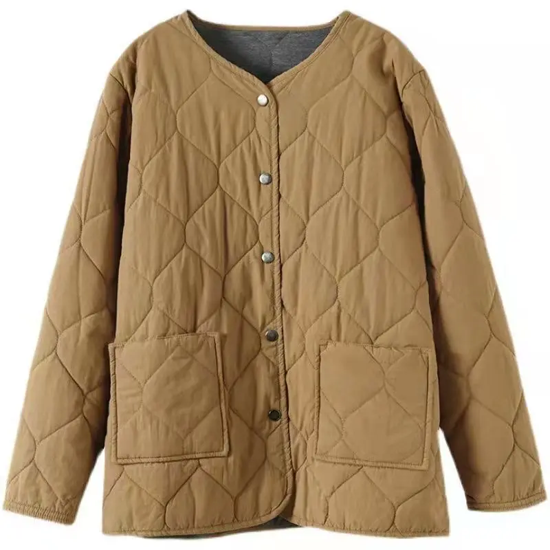 Winter retro  jacket literature and art single-row snap button thin cotton-padded jacket ladies warm padded jacket