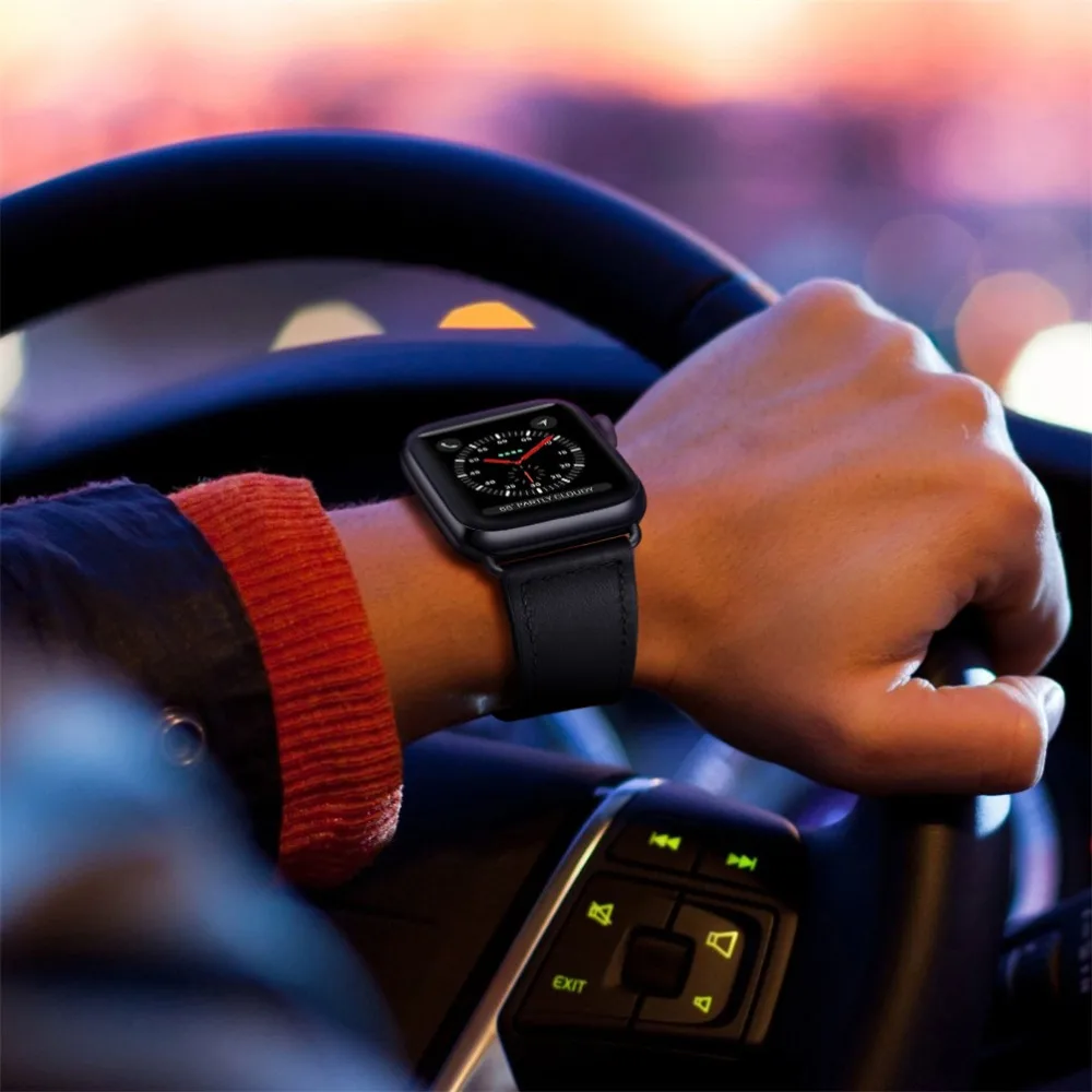 Белая слоновая кость кожаный ремешок для Apple Watch Series 4 44 мм 40 42 38 браслет iWatch 1 2 3