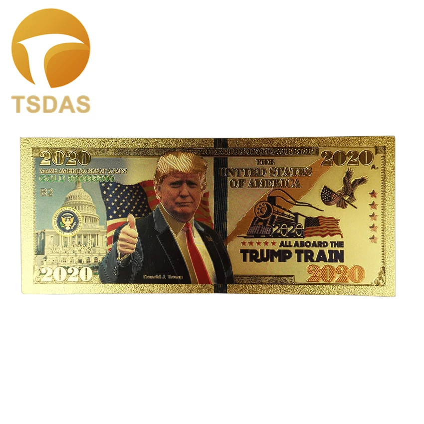 10 шт./партия президент Дональд Трамп 2020 цветные банкнота из золотой фольги