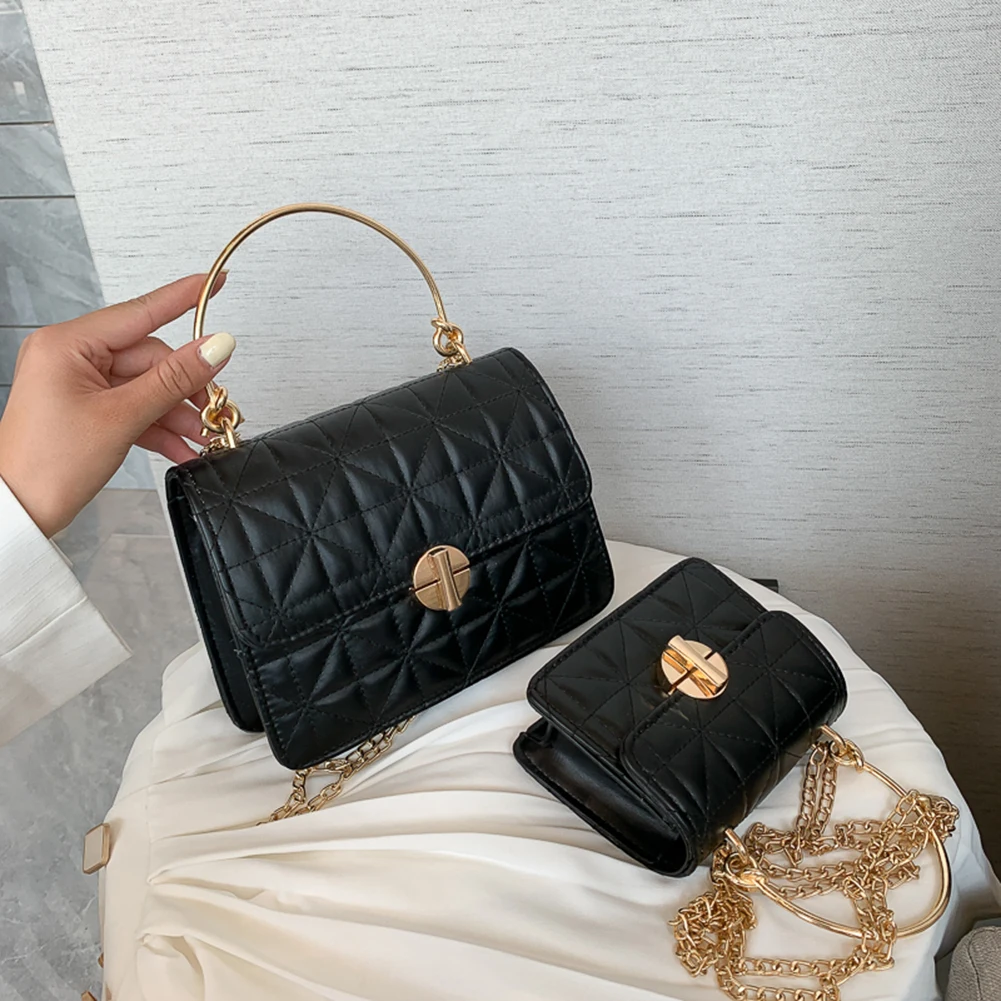 

Female Shoulder Pouch Women Crossbody Bag Causal Lattice Pattern Handbags Chain Shoulder Messenger Bags Street Travel Totes New