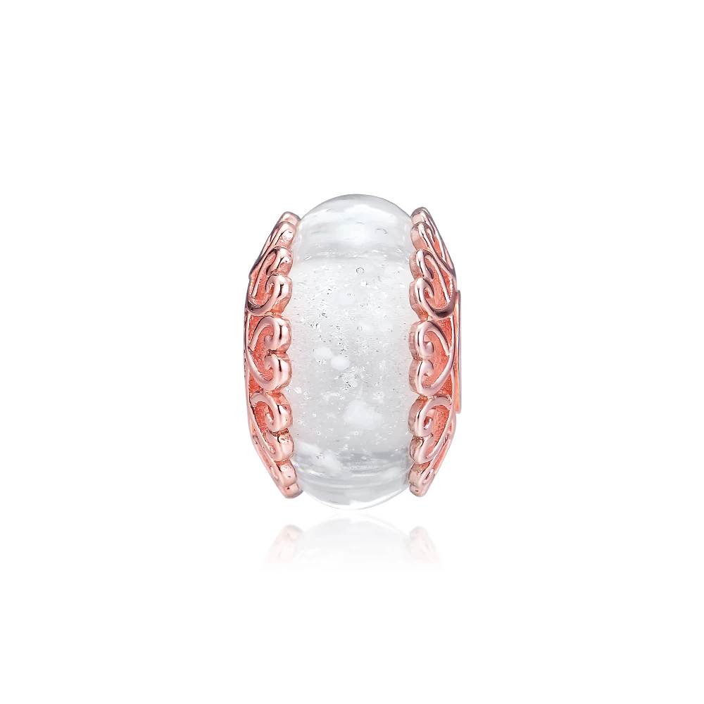 

Charms 925 Silver Original Fit Pandora Bracelets Sterling Silver Iridescent White Glass Charm Beads for diy Women Jewelry