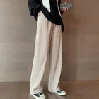 2021 женские розовые вельветовые брюки с широкими штанинами и высокой талией, Свободные повседневные длинные шелковые брюки с карманами, черные женские брюки, лидер продаж