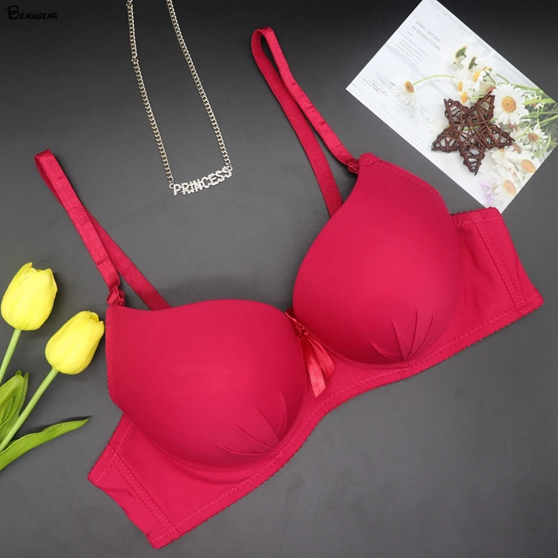 Beauwear Бесшовные дышащие размера плюс с Push-up спортивный бюстгальтер для девочек переходного возраста от Для женщин сексуальный бюстгальтер на косточках для нижнего белья глубоким U Bralette 75B-90B нижнее белье - изображение