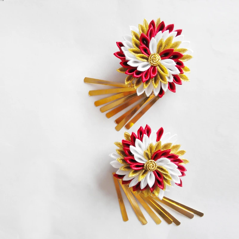 1 шт. заколка для волос ручной работы в японском стиле с цветами и кисточками