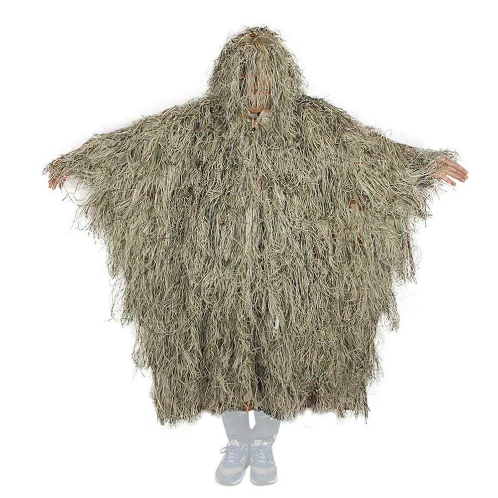 3D Лук Охота трава Ghillie пончо Снайпер пустыня камуфляж плащ для тренировок - Цвет: Desert Sand