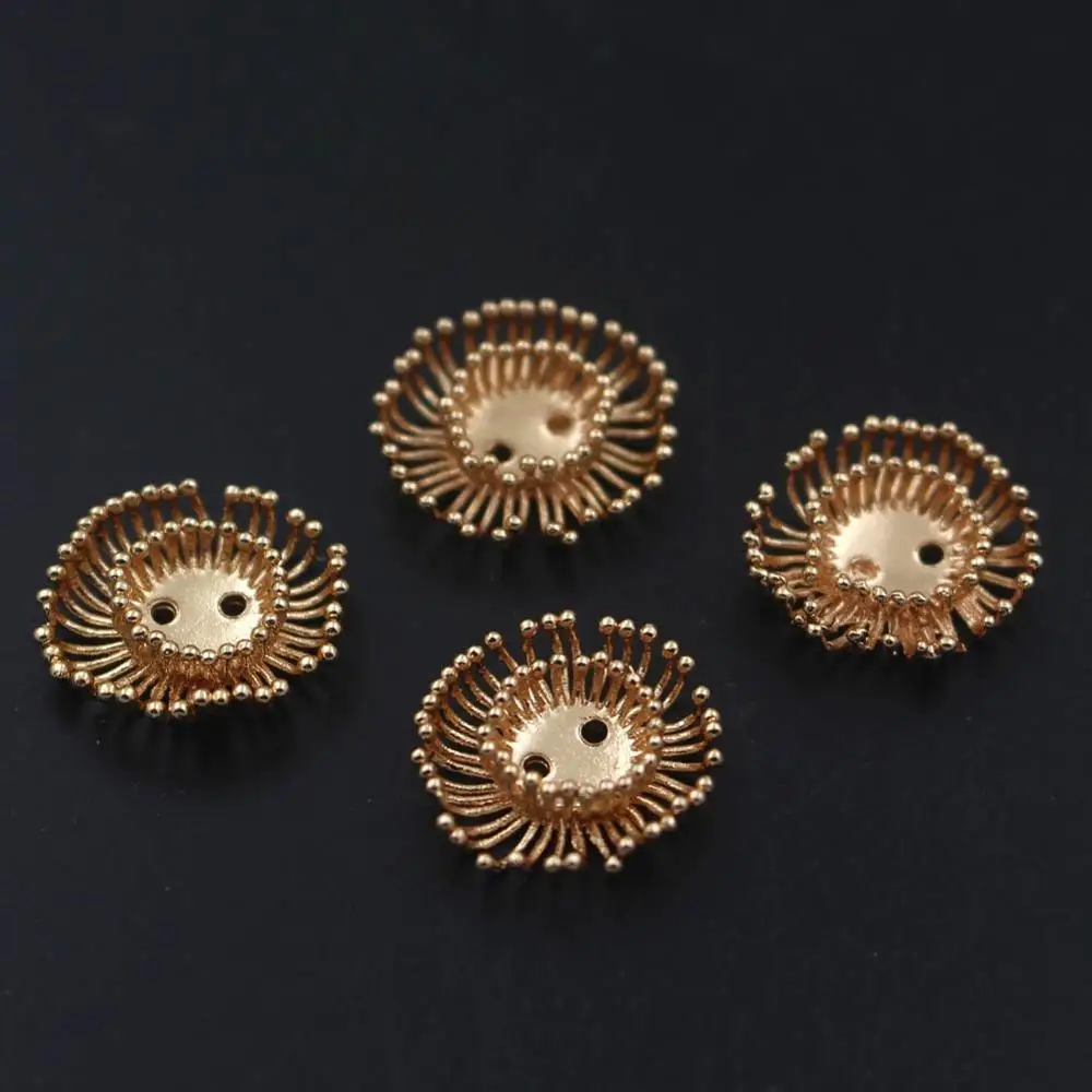 20pcs Brass Casted Quality Stamping Filigree Pistils Stamens Flower Ball Pins Hole Center Charms End Beads Caps Findings DIY