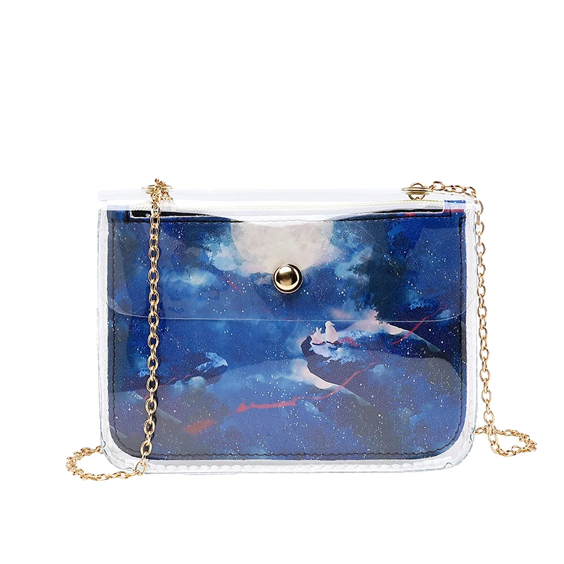 2019 Новая прозрачная сумка прозрачный пакет с принтом сумки через плечо для