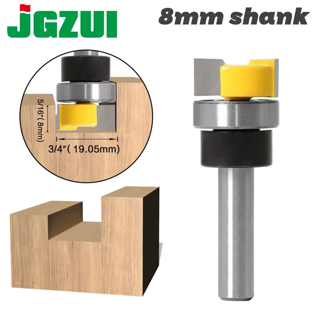 

JGZUI 1pc Template Trim Hinge Mortising Router Bit - 8mm Shank Woodworking cutter Tenon Cutter for Woodworking Tools