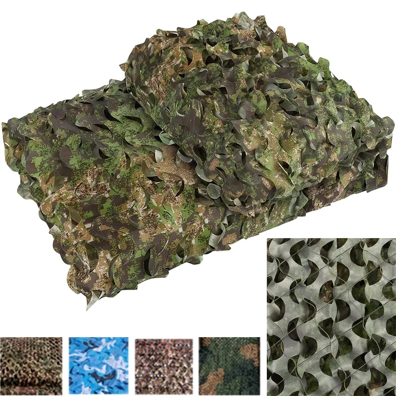 Camouflage Net 5*5 6 7 8 10 12M Sun Shelter Hunting Camo Netting Garden Hiding Mesh Fence Shadow Network Gazebos Camo Tent Cover