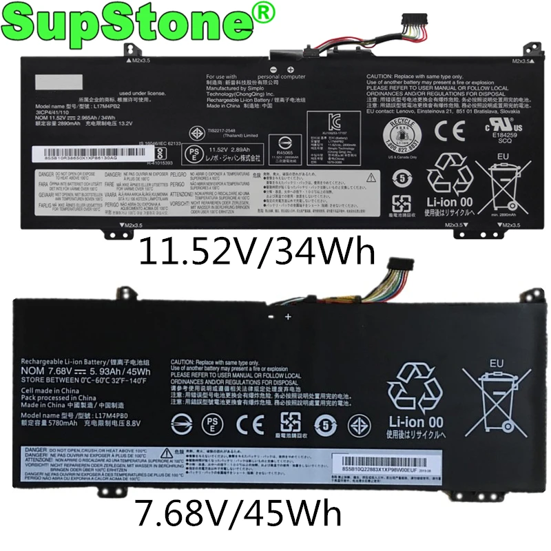 SupStone New L17C4PB0 L17M4PB2 L17C4PB2 L17M4PB0 Laptop Battery For Lenovo IdeaPad 530S-14IKB 15IKB FLEX 6-14ARR,YOGA 530-14IKB