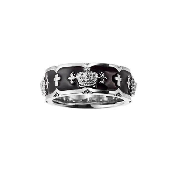 

Japanese Special-Interest Fashion Brand 18K Gold JD Crown Ring Men and Women Couple Sterling Silver Cross Hip Hop Retro Couple R