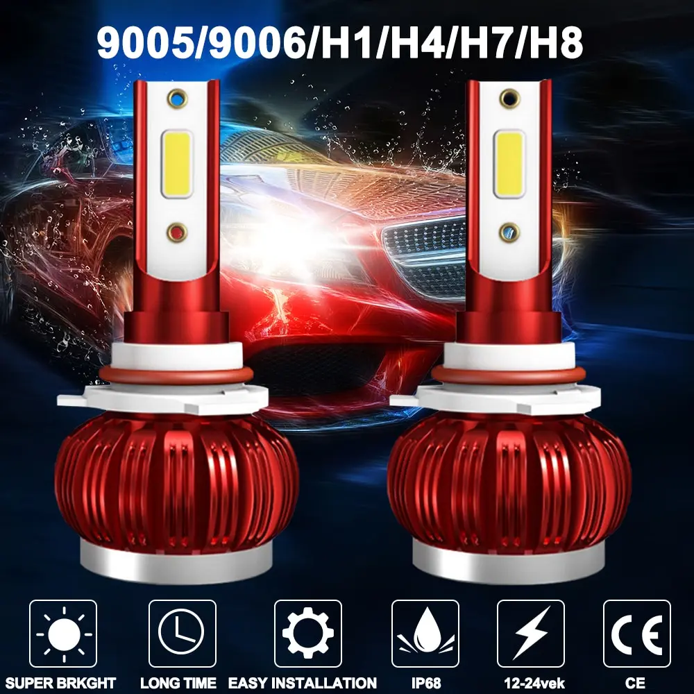 Новое поступление Автомобильные фары светодиодный H4 H7 9003 HB2 H11 светодиодный H1 H3 H8 H9 9005 9006 H13 9004 6000 К авто лампы 9 V-36 V светодиодный свет