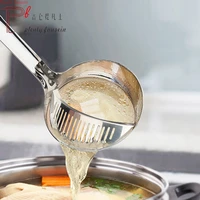stainless steel long handle soup filter residue big ladle scoop spoon removable dual use olander kitchen gadgets cooking tools