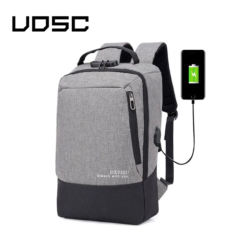 UOSC серый Рюкзак для ноутбука с usb зарядкой дорожный рюкзак мужской школьный