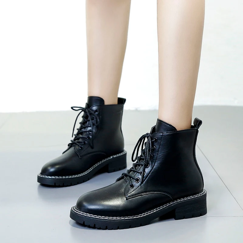 Bootee/ г.; женские ботинки до середины икры с круглым носком; женская обувь; ботинки на низком каблуке со шнуровкой; роскошные дизайнерские зимние сапоги на резиновой подошве