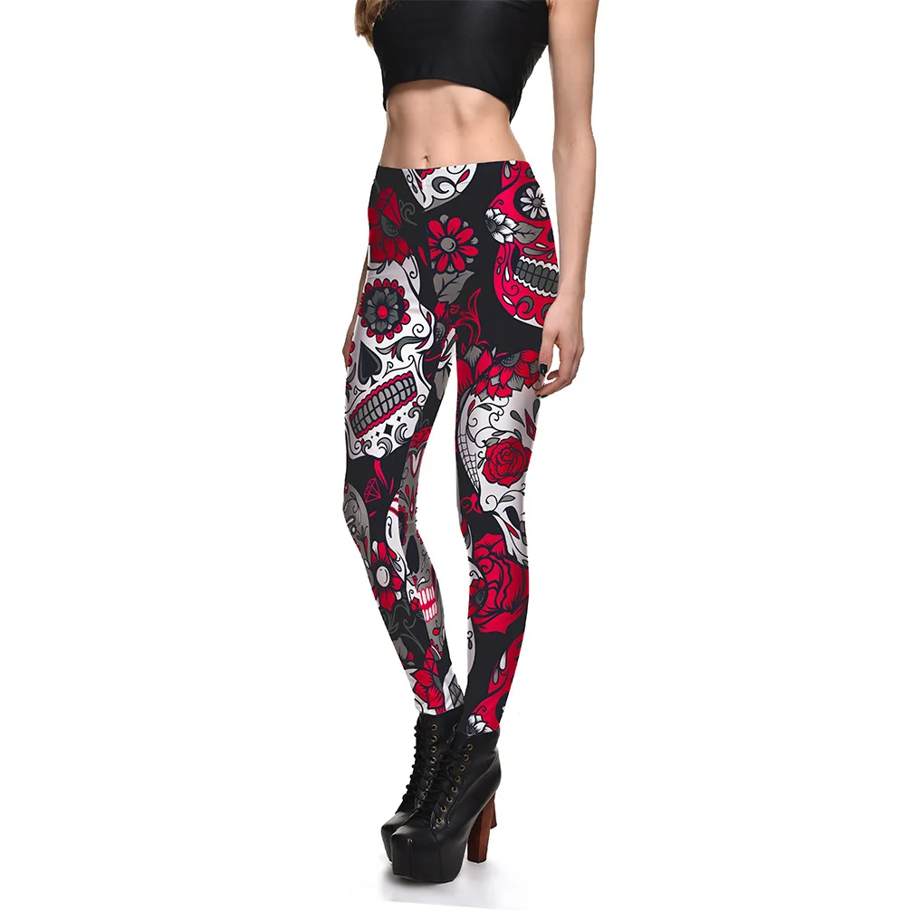 

2020 Women's Yoga Pants Leggings Multi-Color Skull Digital Print Capri Slim Pants Yoga Pantalones Fitness Leggings