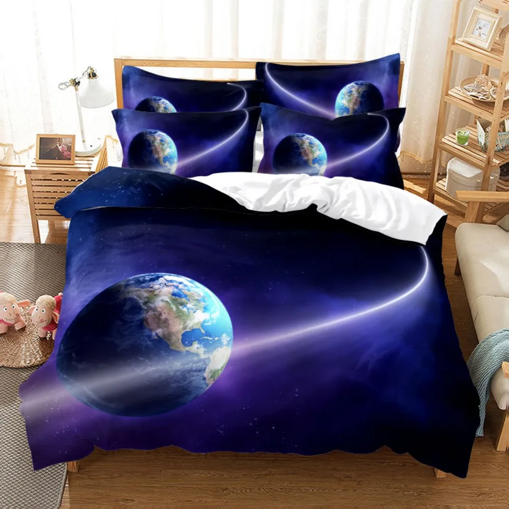 

Planet Moon Earth Sun 3D Print Comforter Bedding Set Universe The Milky Way Queen Twin Duvet Cover Set Pillowcase Home Luxury