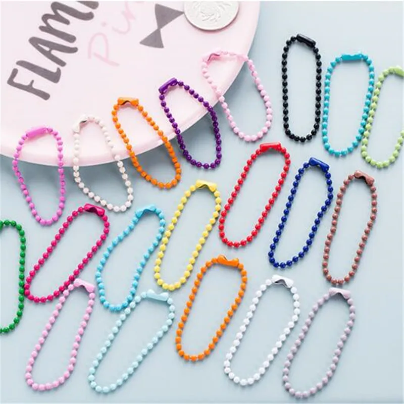 50pcs/set 2.4mm Multicorful Beads Chains Keyring Key Chain Dolls Label Hand Tag Connector Links DIY Jewelry Making | Украшения и