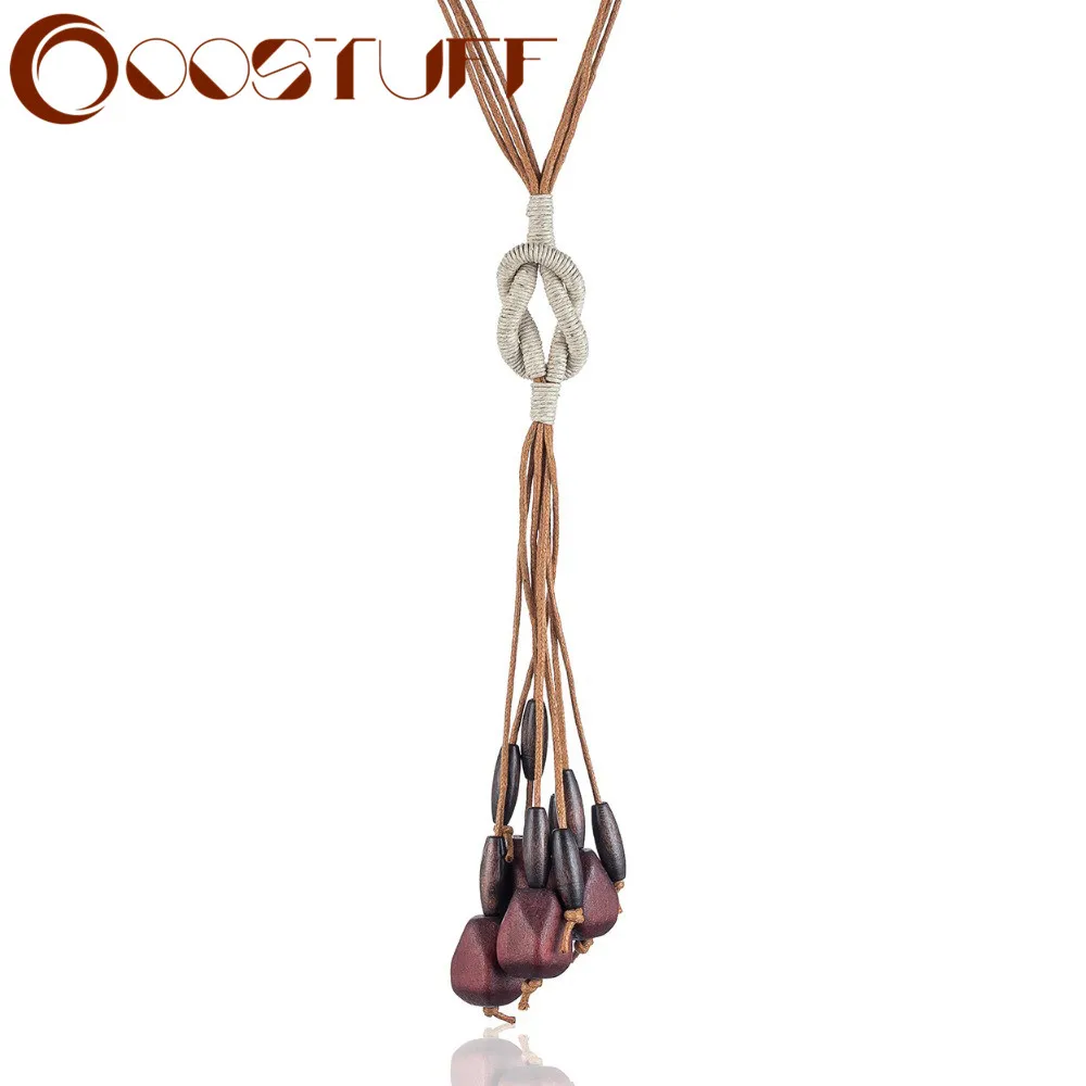 Женское винтажное ожерелье-чокер длинное ожерелье ручной работы с деревянными