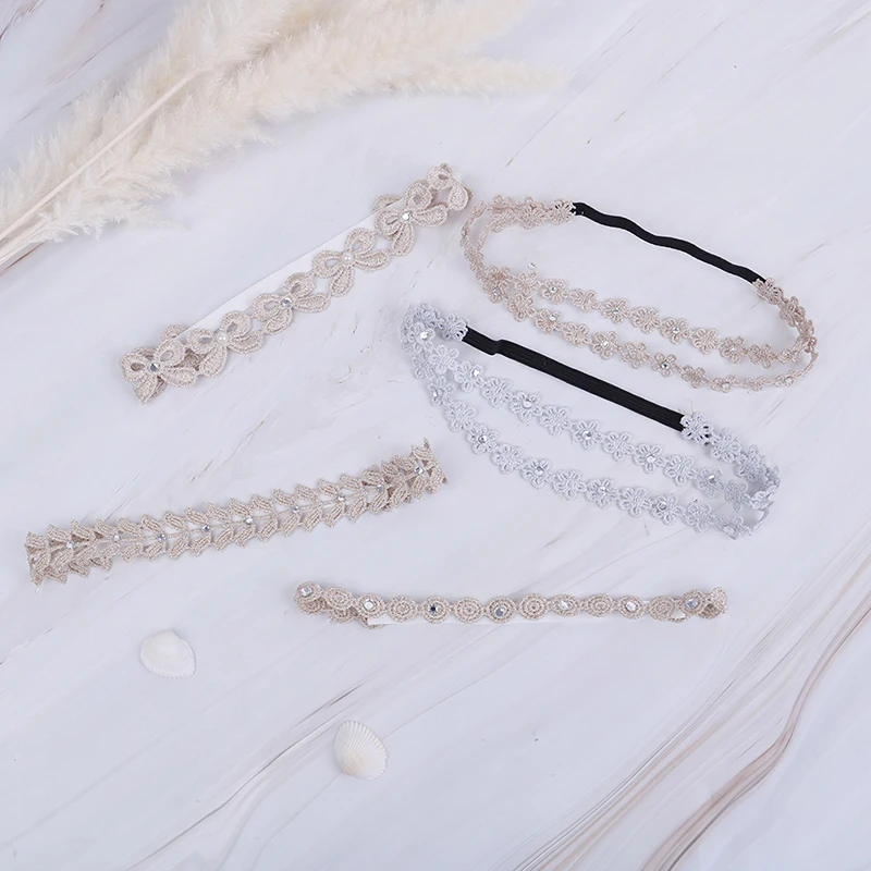 Обруч для волос маленьких девочек Кружевная лента принцессы с жемчугом