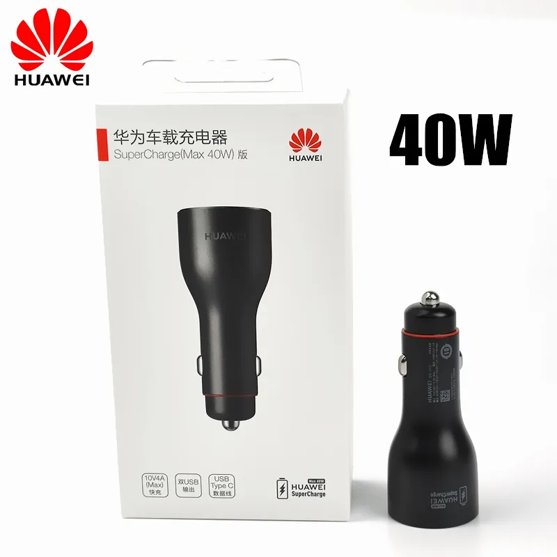 

Original 40W Huawei P30 Pro Car Charger supercharge dual Usb Fast Charge Car-charger For Mate 20 30 10 9 Pro P20 P10 P9 Nova 6 5