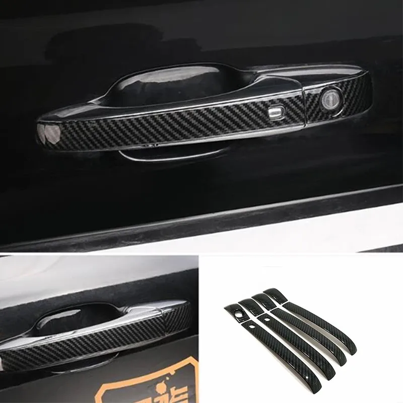 

ABS Chrome/Carbon Fiber Car Door Handle Cover Bowl For Jeep Grand Cherokee 2014-2018 Rear Door Handle Bowl Trim Accessories 8Pcs