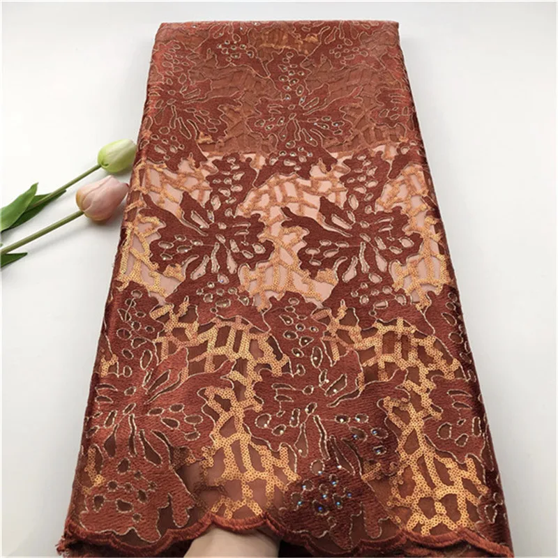 Африканская кружевная ткань с блестками 2019 Высококачественная французская