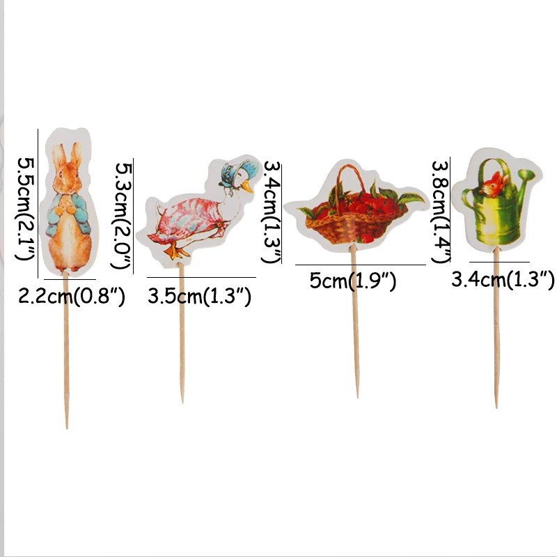 24pcs toppers-A Cyuan, милое пасхальное праздничное украшение, топпер для кексов, милый мультяшный кролик, детский праздничный торт для дня рождения, украшение для торта, тема пасхального кролика - Цвет: 24pcs toppers-A